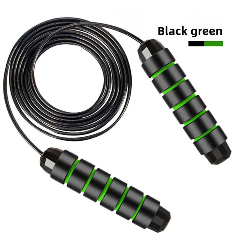 Corde à sauter cardio noir et vert avec poignées antidérapantes 