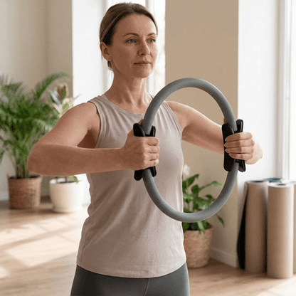 Gif-une-Femme-utilisant-un anneau-Pilates-pour-renforcement-musculaire-et entraînement-fitness-a-domicile