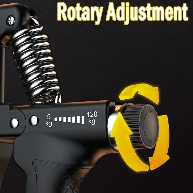 Hand grip avec roulette d'ajustement et ressort