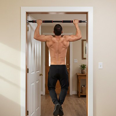 Homme-utilisant-une-barre-de-traction-pour-renforcement-musculaire-et entraînement-fitness-a-domicile
