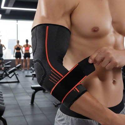 Manchon de compression pour coude noir et rouge – enfilage facile