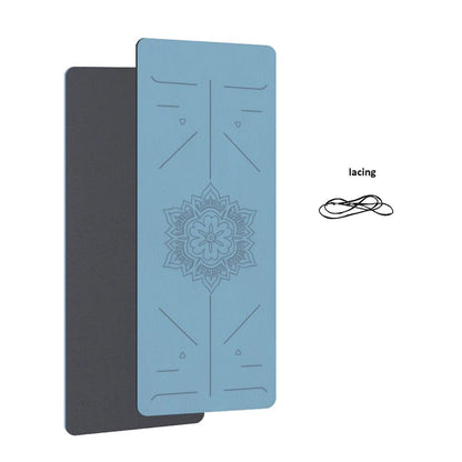 Tapis de yoga TPE bleu avec motif mandala et lacet de transport inclus - La cabane fitness 