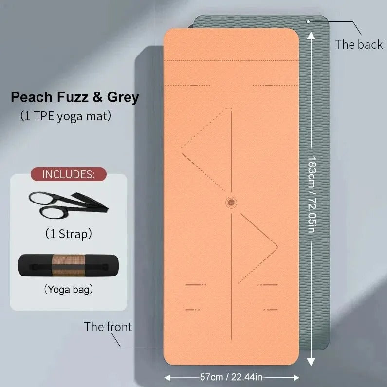 tapis de gym  183cm 57cm orange arrière vert