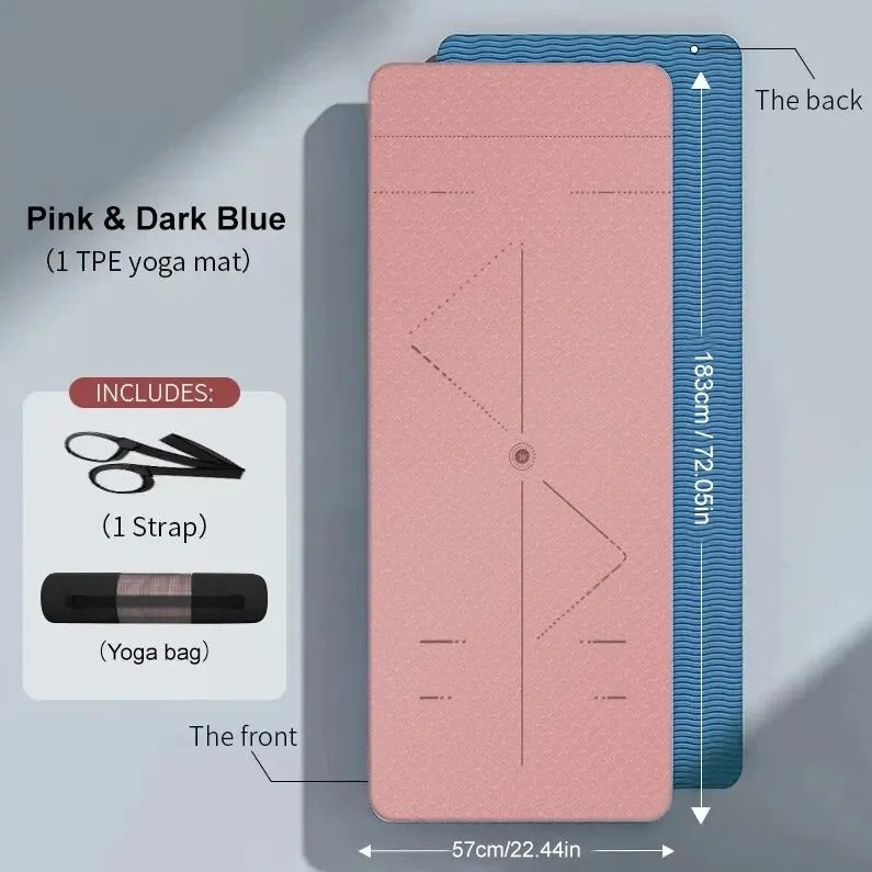tapis de gym 183cm 57cm rose arrière bleu 