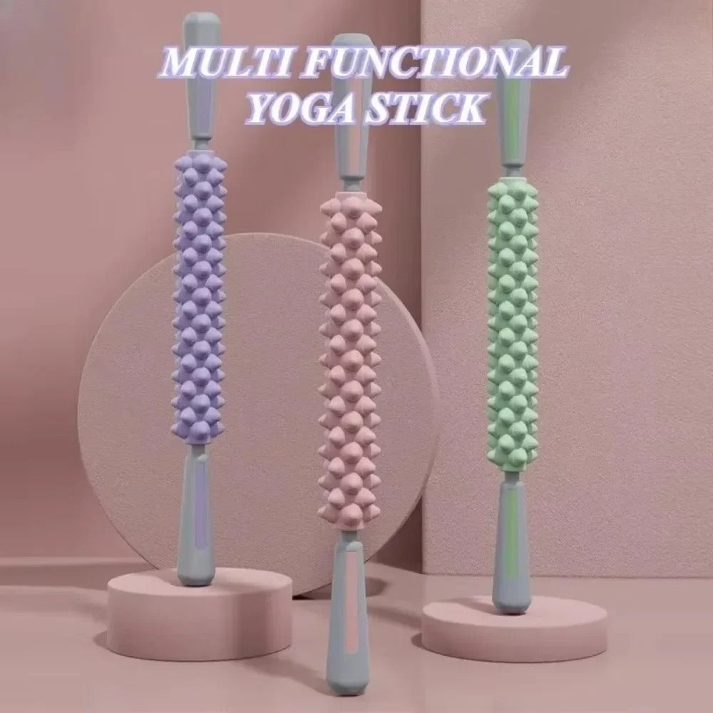 trois rouleau de massage violet rose vert