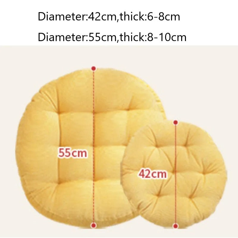 un zafu jaune de 55cm diamètre et un zafu jaune de 42cm diamètre 