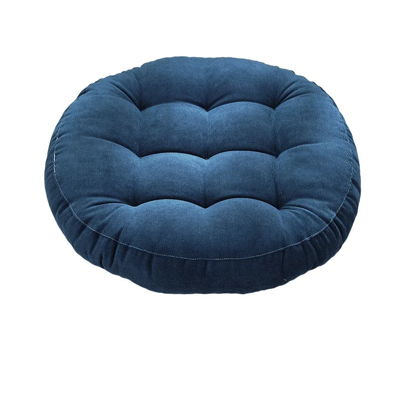 zafu en velours côtelé bleu